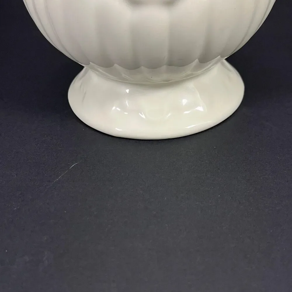 Vintage Formalities by Baum Bros Cream Floral Vase Gold Rim Pedestal Footed Vase